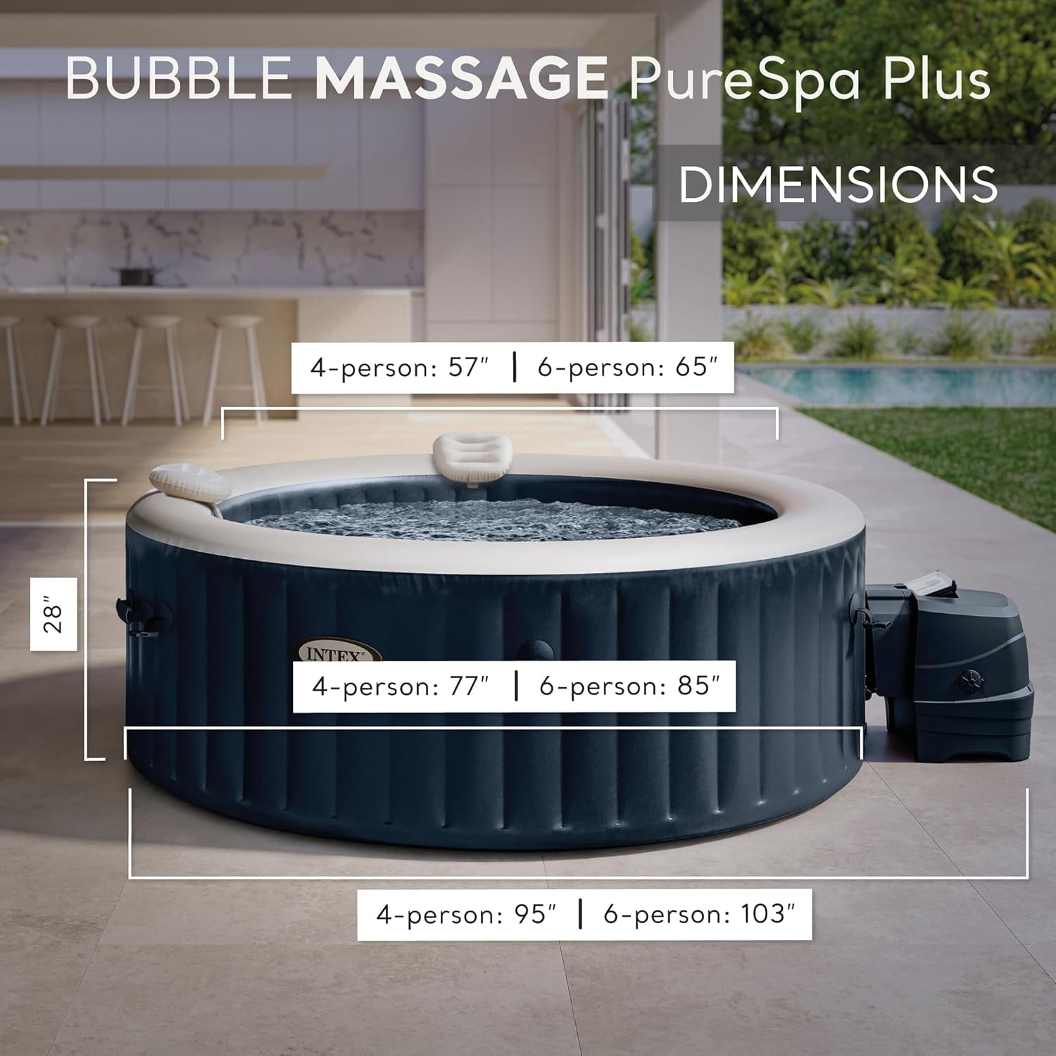 Purespa Bubble Massage Spa Set For Six With Contoured Headrests And Energy Efficient Spa Cover