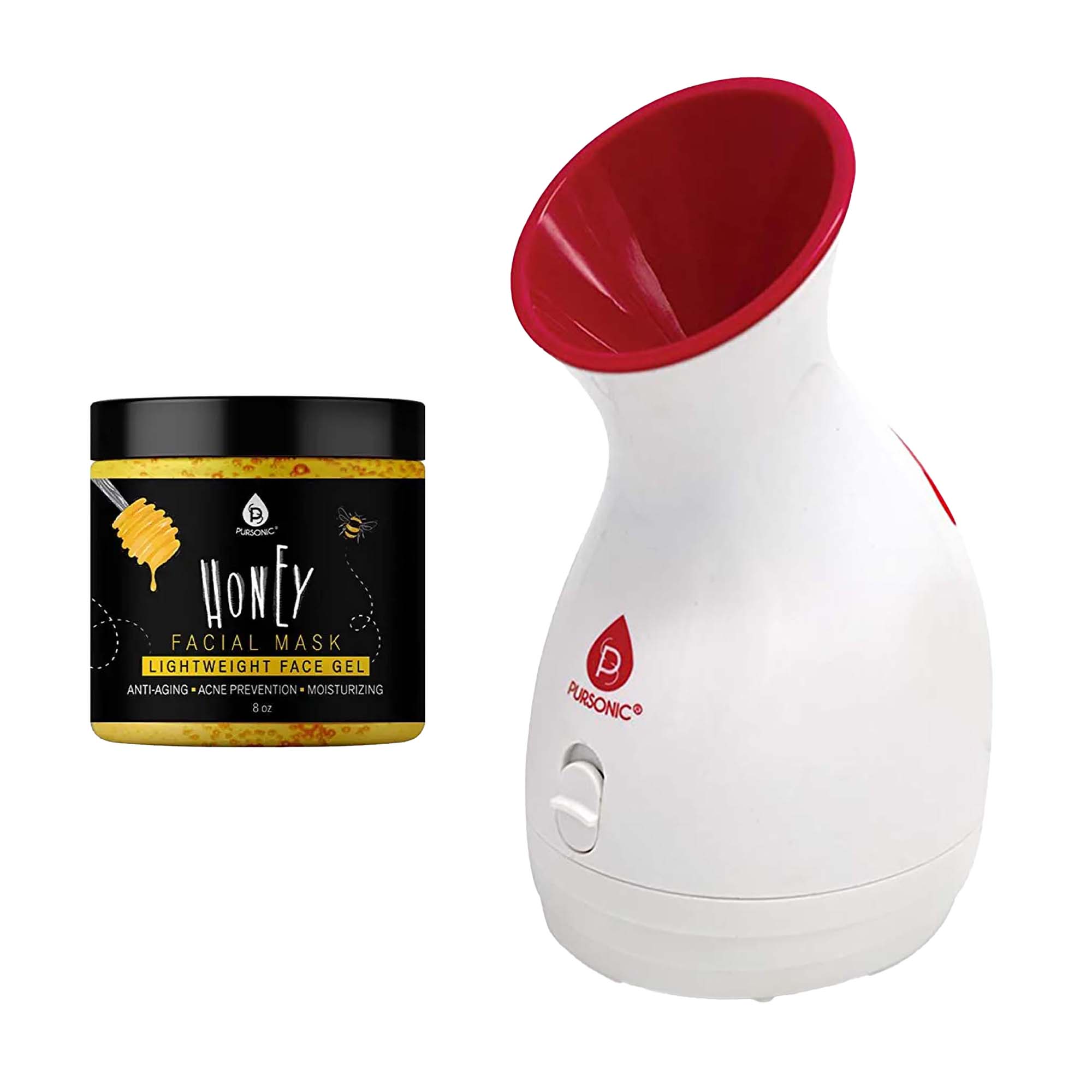Pursonic Spa-Glow Facial Bundle: Facial Steamer Hot Mist Spa + Honey Facial Mask